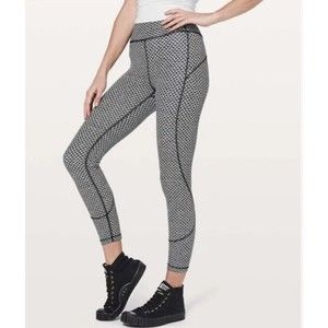 Lululemon In Movement 7/8 Tight Leggings Everlux Monochromic Black W5BBQS Sz 6